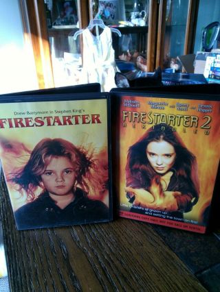 Stephen King Firestarter 1 & 2 Rare Horror Dvd Set Drew Barrymore Dennis Hopper