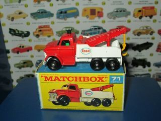 Matchbox Lesney 71 Ford Heavy Wreck Truck Rare Yellow Hook Vnm W/original Box
