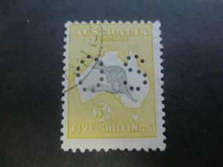 Kangaroo Stamps: 5/ - Yellow Smw Perf Os Fine - Rare (e213)