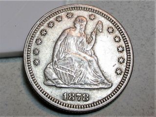 1878 Seated Liberty Quarter Dollar 25c Xf,  Rare Us Coin.