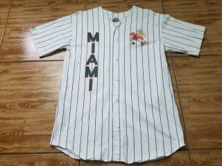 Rare Vintage Miami Hurricanes Baseball Button Up Jersey Adult Size Xl White