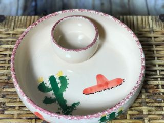 Rare Himark Made In Portugal Pottery Cactus Sombrero Chip Salsa Dip Bowl Vintage