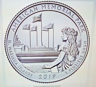 2019 W American Memorial Park,  Northern Mariana Islands 1 Unc Quarter Rare