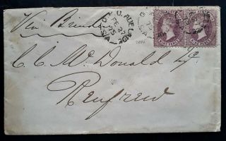 Rare 1875 South Australia Cover Ties 2x9d Claret Sideface Stamps On Cover To Uk