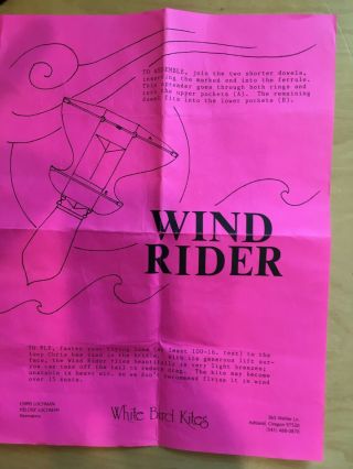 White Bird Firebird Kite - Vintage,  Pristine,  Autographed and Initialed - RARE 6