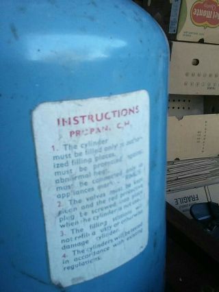 Vtg Primus propane bottle Lamp and Handle Blue color RARE 5