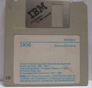 Ibm Dos 3.  3 Rare Software Floppy Disc