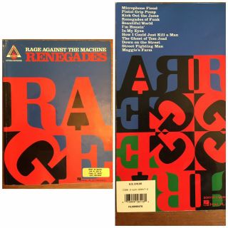 Rage Against The Machine Renegades Guitar Tab Songbook Tab Music Book Rare