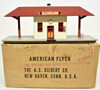 American Flyer Rare 1952 Red 273 Walnut Creek Suburban Station W/original Box