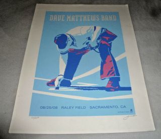 Signed Dave Matthews Band Poster Raley Field Sacramento Ca 77/450 2008 Rare Auto