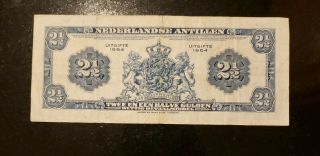 1964 Netherlands Antilles 2 1/2 Gulden Note Rare
