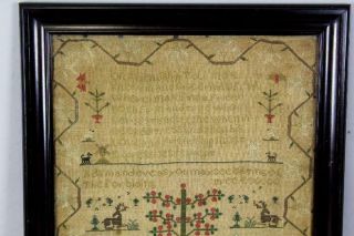 A RARE DATED 1824 ADAM AND EVE SAMPLER SIGNED EMMA JEFFRYS AGE 10 GREAT COLORS 2