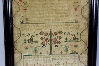 A RARE DATED 1824 ADAM AND EVE SAMPLER SIGNED EMMA JEFFRYS AGE 10 GREAT COLORS 3
