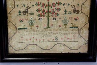 A RARE DATED 1824 ADAM AND EVE SAMPLER SIGNED EMMA JEFFRYS AGE 10 GREAT COLORS 4