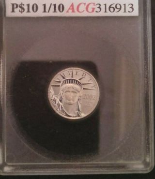 2002 Platinum $10 Eagle Us Ms Rare 23,  005 Minted Unc Bu