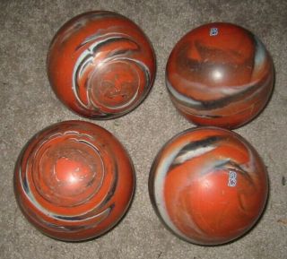 Rare Abc Vintage 4 Candlepin Bowling Balls 2lbs 5.  4 Oz.  Swirled Colors