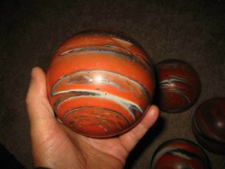 RARE ABC VINTAGE 4 Candlepin bowling Balls 2lbs 5.  4 oz.  SWIRLED COLORS 2