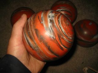 RARE ABC VINTAGE 4 Candlepin bowling Balls 2lbs 5.  4 oz.  SWIRLED COLORS 3