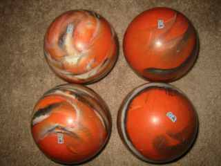 RARE ABC VINTAGE 4 Candlepin bowling Balls 2lbs 5.  4 oz.  SWIRLED COLORS 6