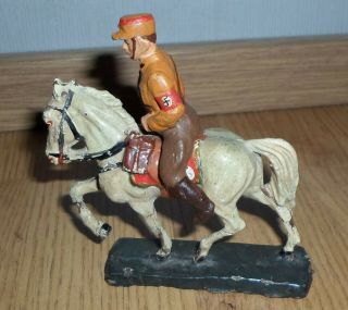 Rare Prewar Elastolin German Sa Soldier Brown Uniform On Political Horse - Wwii