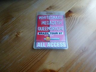 Backstage Pass Megadeth Whitesnake Queensryche 1998 Tour Crew Dave Mustaine Rare