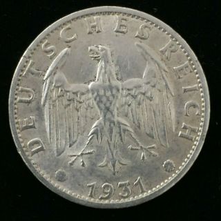 1931 F Germany Weimar Republic 3 Reichs Mark Rare Date Silver Coin Km 74 | Co021