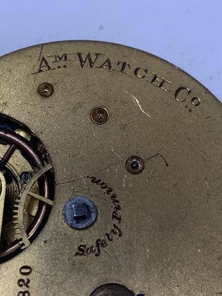 Waltham American Watch Co Pocket Movement 10s 7j Keywind Rare 1878 Ticking F2043 5