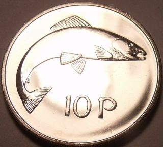 Ireland 10 Pence,  1971 Rare Proof 50,  000 Minted Irish Harp Salmon