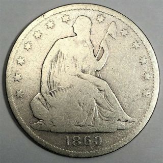1860 - O Seated Liberty Half Dollar Coin Rare Date