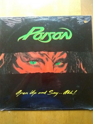 Vtg Poison Rare Factory 1987 Vinyl Lp Open Up And Say Ahh 80 