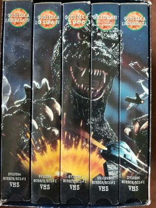 Godzilla VHS 5 Biggest Battles Set Gigan Ghidrah Mechagodzilla 1985 Megalon Rare 3