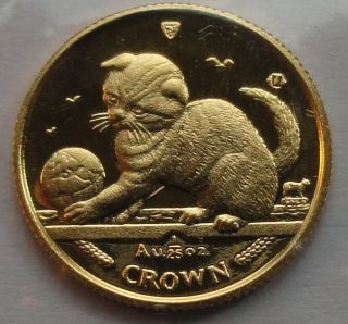 Crown Isle Of Man 2000 1/25 Oz Gold Cat Rare