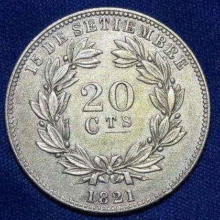 Republica De Nicaragua 20 Cents Ad 1880 " H " Au Unc Rare