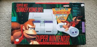 Nes Rare Donkey Kong Country Console Set W/ Box Additional Controller