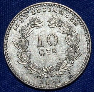 Republica De Nicaragua 10 Cents Ad 1880 " H " Uncirculated Rare