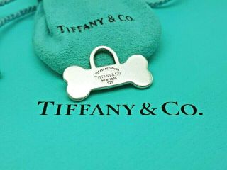 Return To Tiffany & Co Sterling Silver Dog Bone Tag Pendant Charm Only Rare