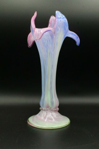Rare Vintage Mcm Murano Italy Pastel Cased Art Glass Vase Lilly