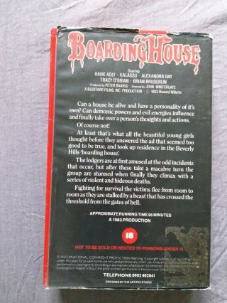 Boarding House VHS UK PAL clamshell rare SOV video nasty Housegeist British 2