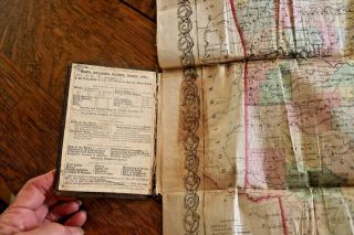 Rare J.  H.  Colton 1857 Pre - Civil War Handhld Book Parchment Paper Map of Arkansas 2