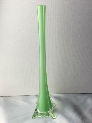 Vintage Eiffel Tower Vases Glass Tower Vase 16 " Tall Green Rare Color
