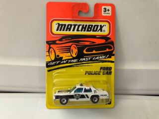 Matchbox Ford Ltd Police Car Rare Variation With White Background And Door Shiel