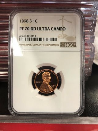 Rare 1998 - S Proof Lincoln Cent - Ngc Pf 70 Red Ultra Cameo Bv $125.  00