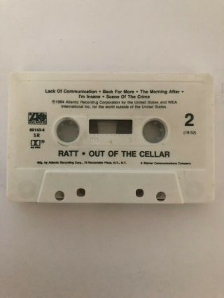 Ratt Out Of The Cellar Rare & OOP Metal Rock 1984 Atlantic Records Cassette Tape 5