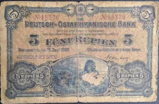 German East Africa 5 Rupien 1905 P 1 Rare Tanzania Burundi Rwanda Afine