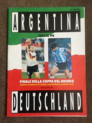 1990 World Cup Final Programme Germany V Argentina Rare Vgc