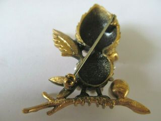 VINTAGE RARE TORTOLANI LARGE GOLD PLATED BIRD w/FAUX PEARLS DESIGNED BROOCH PIN 3