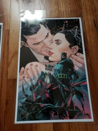 2019 Sdcc Batman And Catwoman Art Print Signed By Clay Mann 11x17 Rare