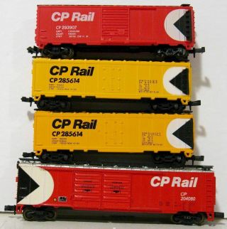 4 N Scale Cp Rail Box Cars Rapido Couplers Rare.  Scroll Down