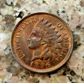 Rare 1896 U.  S Indian Head Penny Clear Sharp Details Rb Red Color N/r