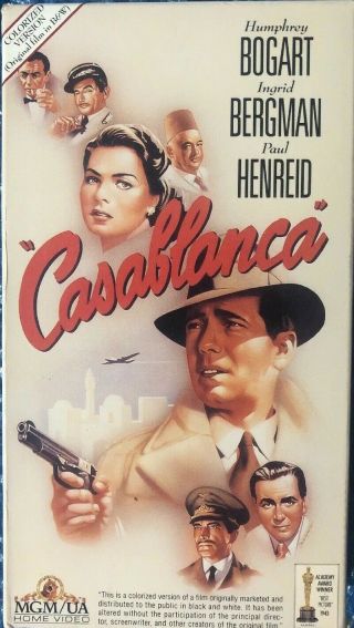 Casablanca (vhs,  1943) Colorized Bogart Non Rental Rare Out Of Print